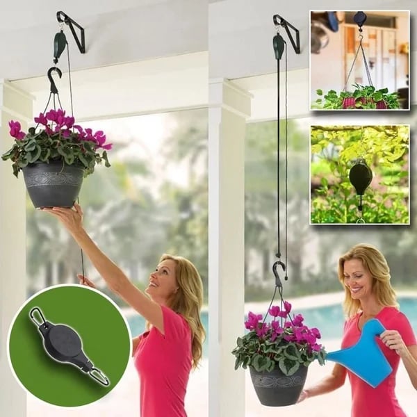 Plant Pulley Set For Garden Baskets Pots, Birds Feeder (4 PCS Set)