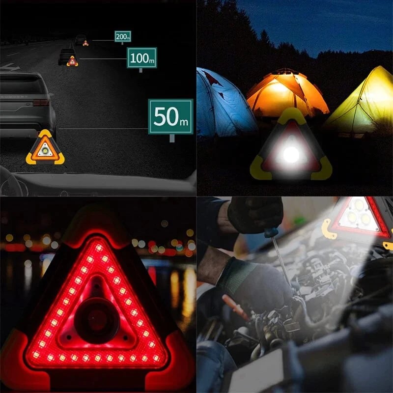 Portable Car Triangle LED Warning Light (USB Rechargeable + Solar)