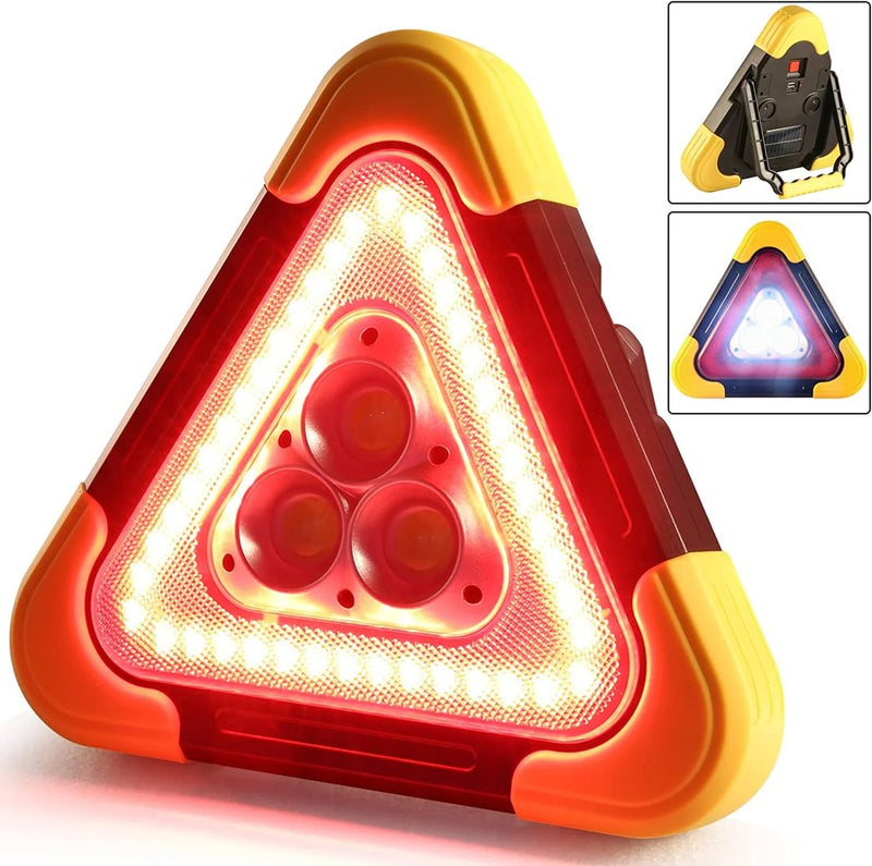 Portable Car Triangle LED Warning Light (USB Rechargeable + Solar)